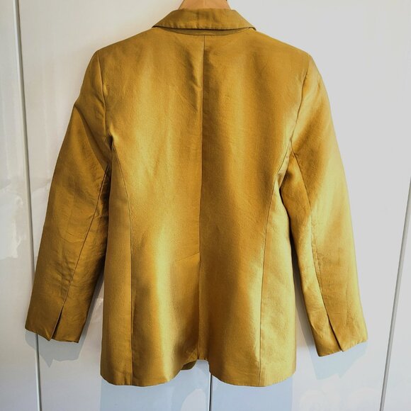 Club Monaco Wool Silk Metallic Gold Blazer Size 4 - Picture 2 of 7